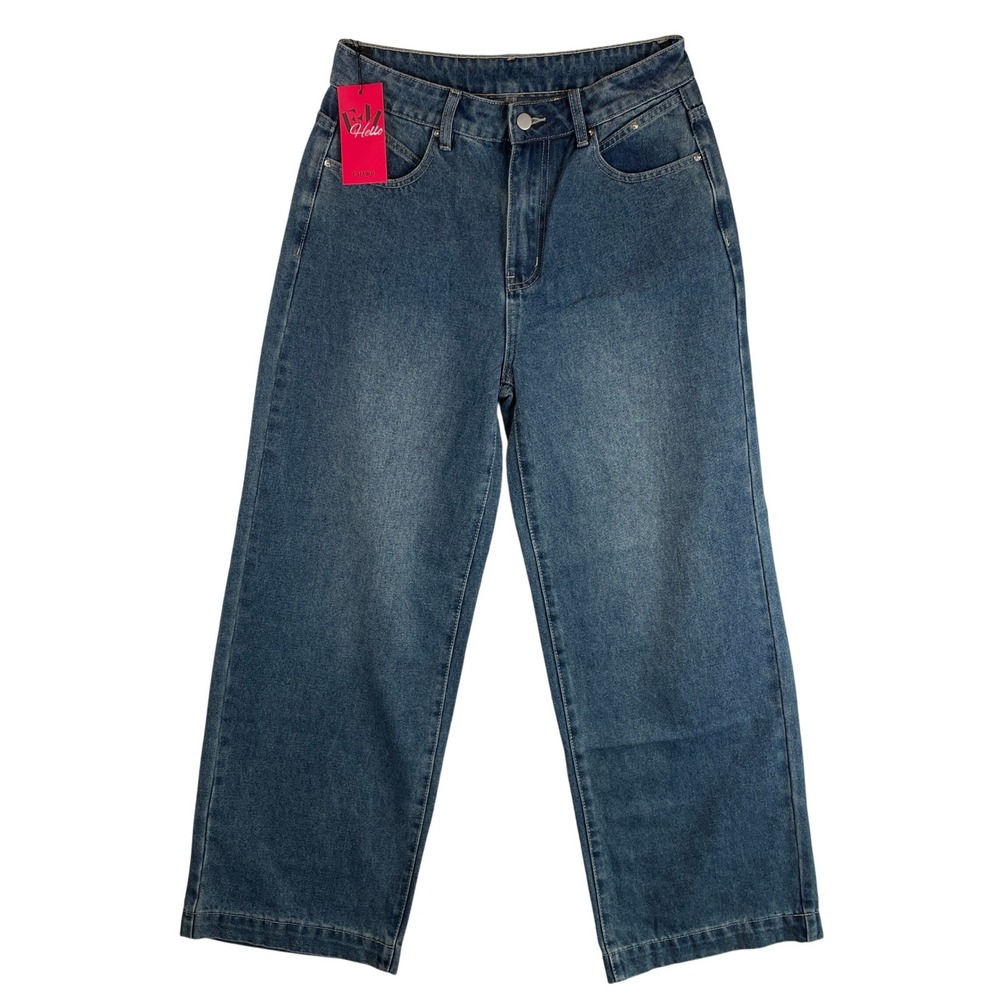 Emmiol Wide Leg Jeans Medium Wash‎ High Waisted Denim Pants Womens Size M NEW